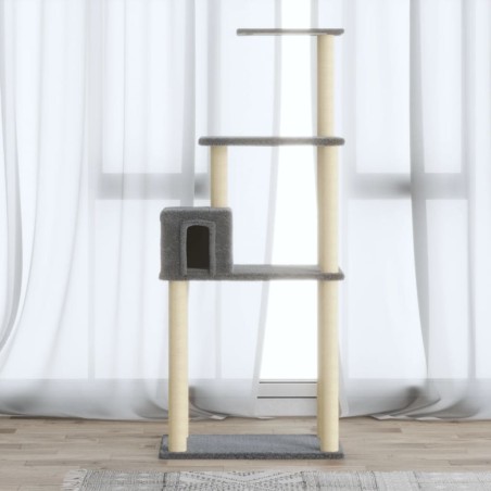 vidaXL Rascador para gatos con postes de sisal gris claro 147 cm