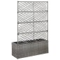 vidaXL Enrejado y arriate 3 macetas ratán sintético gris 83x30x130 cm vidaXL Enrejado y arriate 3 macetas ratán sintético gris 83x30x130 cm