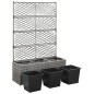 vidaXL Enrejado y arriate 3 macetas ratán sintético gris 83x30x130 cm vidaXL Enrejado y arriate 3 macetas ratán sintético gris 83x30x130 cm