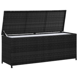 vidaXL Caja de almacenaje de jardín ratán sintético negro 150x50x60 cm