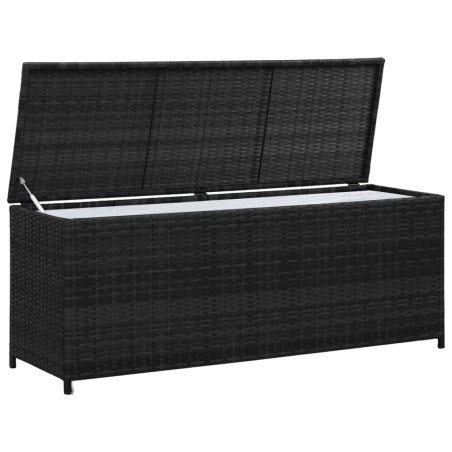 vidaXL Caja de almacenaje de jardín ratán sintético negro 150x50x60 cm