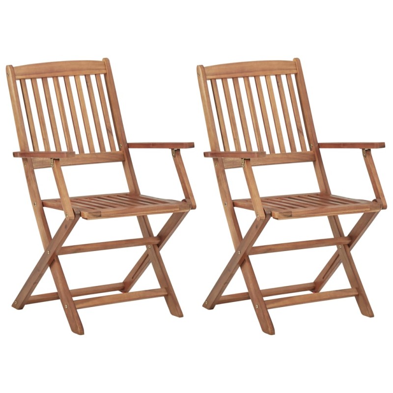 vidaXL Sillas plegables de jardín 2 unidades madera maciza de acacia vidaXL Sillas plegables de jardín 2 unidades madera maciza de acacia