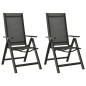 vidaXL Sillas plegables de jardín 2 uds textileno aluminio negro vidaXL Sillas plegables de jardín 2 uds textileno aluminio negro
