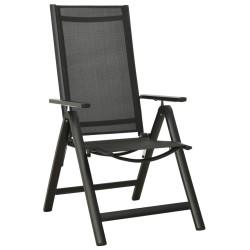 vidaXL Sillas plegables de jardín 2 uds textileno aluminio negro