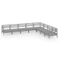 vidaXL Juego de muebles de jardín 8 piezas madera maciza de pino gris