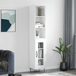vidaXL Aparador alto madera contrachapada blanco 34,5x34x180 cm