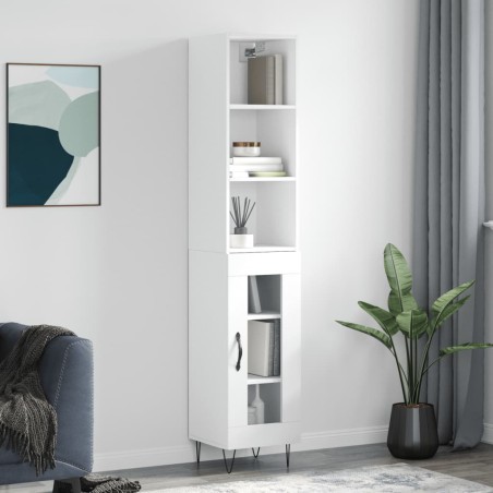 vidaXL Aparador alto madera contrachapada blanco 34,5x34x180 cm