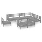 vidaXL Juego de muebles de jardín 9 piezas madera maciza de pino gris vidaXL Juego de muebles de jardín 9 piezas madera maciza de pino gris
