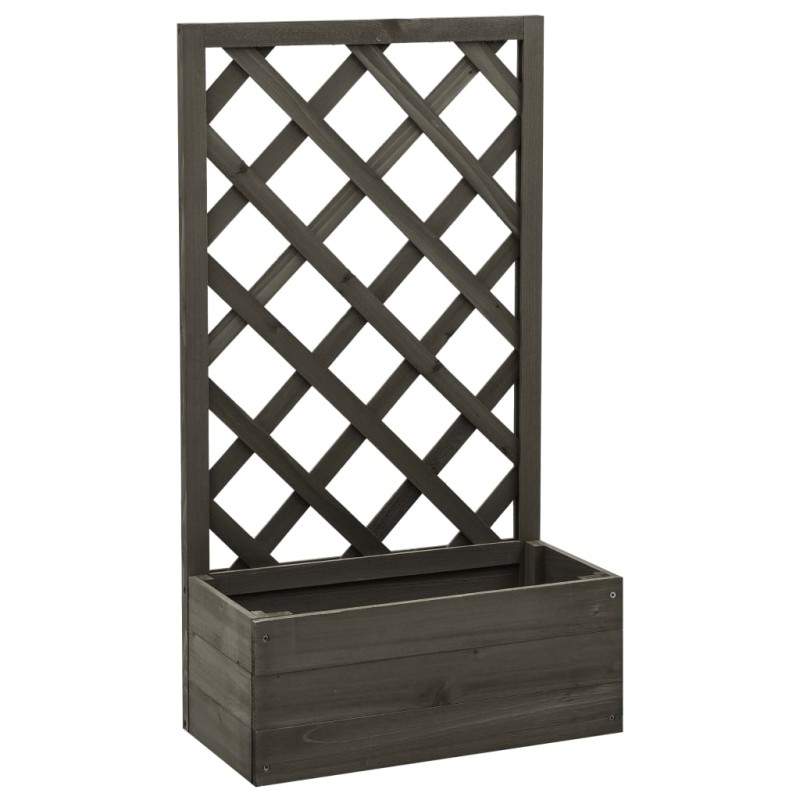 vidaXL Jardinera enrejada de jardín madera abeto gris 50x25x90 cm vidaXL Jardinera enrejada de jardín madera abeto gris 50x25x90 cm