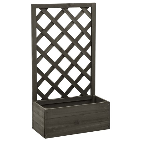 vidaXL Jardinera enrejada de jardín madera abeto gris 50x25x90 cm 