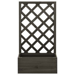vidaXL Jardinera enrejada de jardín madera abeto gris 50x25x90 cm 