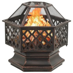 vidaXL Brasero rústico con atizador acero XXL 62x54x56 cm