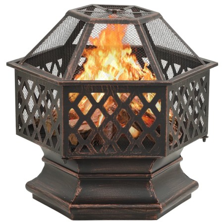 vidaXL Brasero rústico con atizador acero XXL 62x54x56 cm