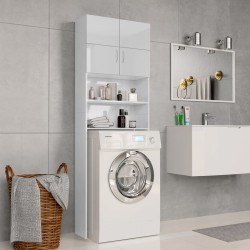 vidaXL Armario para lavadora blanco brillante 64x25,5x190 cm