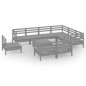 vidaXL Juego de muebles de jardín 10 piezas madera maciza de pino gris
