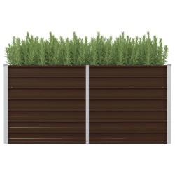 vidaXL Mesa de cultivo de acero galvanizado marrón 160x80x77 cm