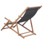 vidaXL Silla de playa plegable de tela y estructura de madera gris vidaXL Silla de playa plegable de tela y estructura de madera gris