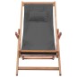 vidaXL Silla de playa plegable de tela y estructura de madera gris vidaXL Silla de playa plegable de tela y estructura de madera gris
