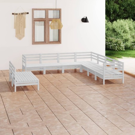 vidaXL Juego de muebles de jardín 9 piezas madera maciza pino blanco