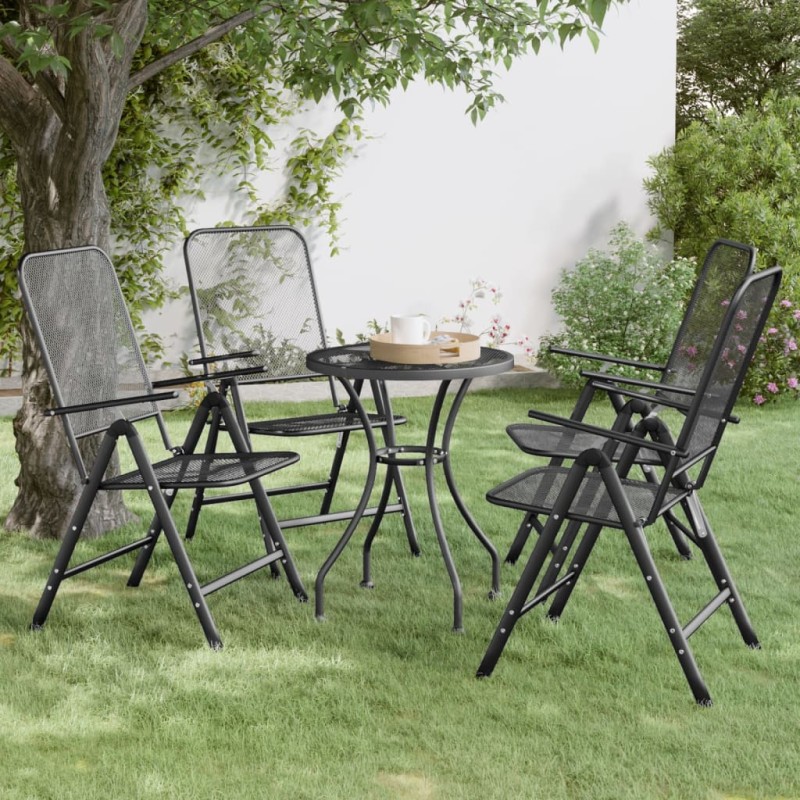 vidaXL Silla jardín plegable 4 uds antracita malla metálica ampliada vidaXL Silla jardín plegable 4 uds antracita malla metálica ampliada