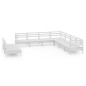 vidaXL Juego de muebles de jardín 9 piezas madera maciza pino blanco vidaXL Juego de muebles de jardín 9 piezas madera maciza pino blanco