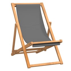 vidaXL Silla de playa plegable de madera maciza de teca gris