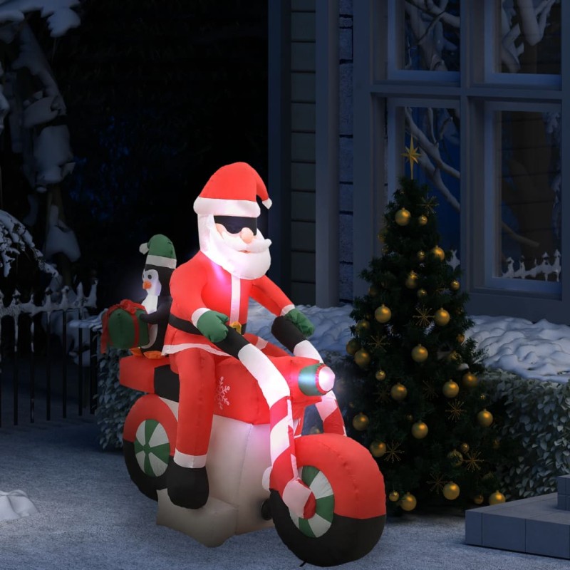 vidaXL Papá Noel inflable navideño en moto LED IP44 160 cm vidaXL Papá Noel inflable navideño en moto LED IP44 160 cm