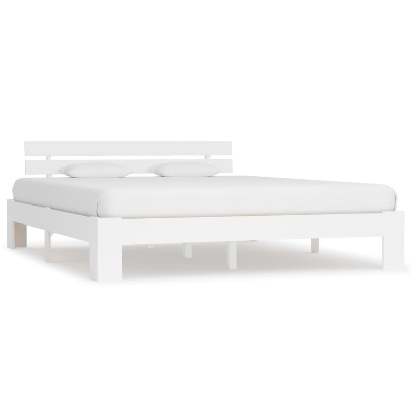 vidaXL Estructura de cama de madera maciza de pino blanco 160x200 cm vidaXL Estructura de cama de madera maciza de pino blanco 160x200 cm
