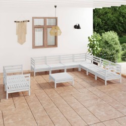 vidaXL Juego de muebles de jardín 10 piezas madera maciza pino blanco