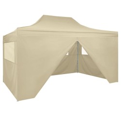vidaXL Carpa pleglable Pop-up con 4 paredes 3x4,5 m blanco crema