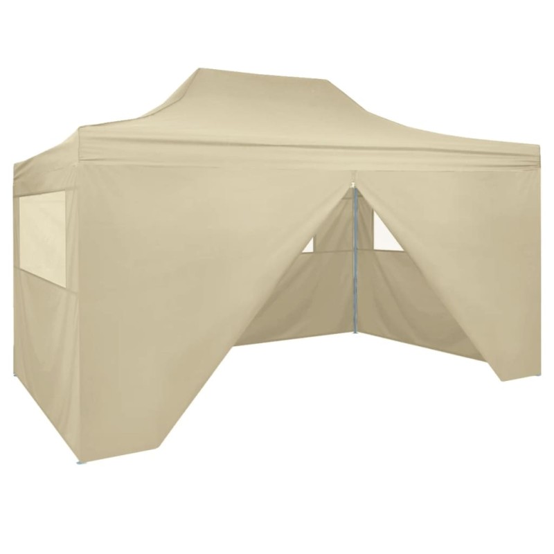 vidaXL Carpa pleglable Pop-up con 4 paredes 3x4,5 m blanco crema