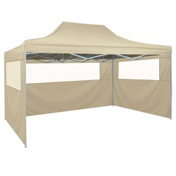 vidaXL Carpa pleglable Pop-up con 4 paredes 3x4,5 m blanco crema