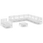vidaXL Juego de muebles de jardín 10 piezas madera maciza pino blanco vidaXL Juego de muebles de jardín 10 piezas madera maciza pino blanco