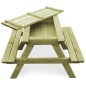 vidaXL Mesa de pícnic y bancos niños madera pino impregnada 90x90x58cm vidaXL Mesa de pícnic y bancos niños madera pino impregnada 90x90x58cm