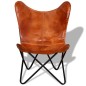 vidaXL Silla Butterfly de cuero auténtico marrón 