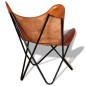 vidaXL Silla Butterfly de cuero auténtico marrón 