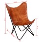 vidaXL Silla Butterfly de cuero auténtico marrón 