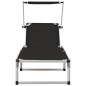 vidaXL Tumbona plegable con toldo aluminio y textilene negra