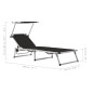 vidaXL Tumbona plegable con toldo aluminio y textilene negra