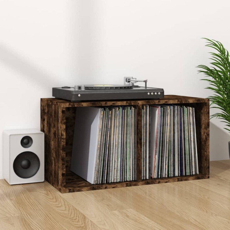 vidaXL Caja para discos de vinilo contrachapado color roble 71x34x36cm vidaXL Caja para discos de vinilo contrachapado color roble 71x34x36cm