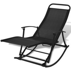 vidaXL Silla mecedora de jardín acero y textilene negro