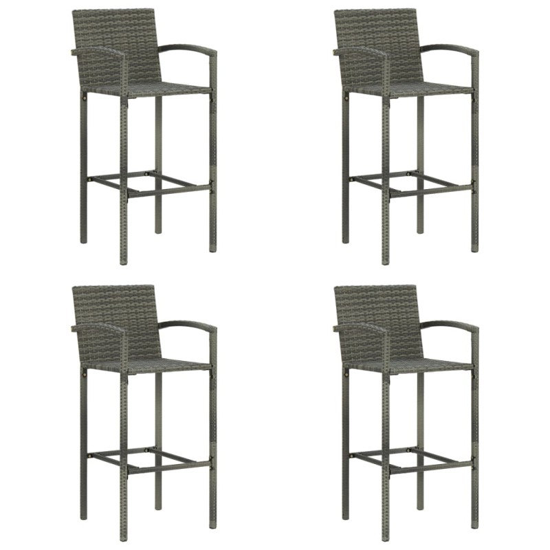 vidaXL Taburetes de cocina 4 unidades ratán sintético gris vidaXL Taburetes de cocina 4 unidades ratán sintético gris
