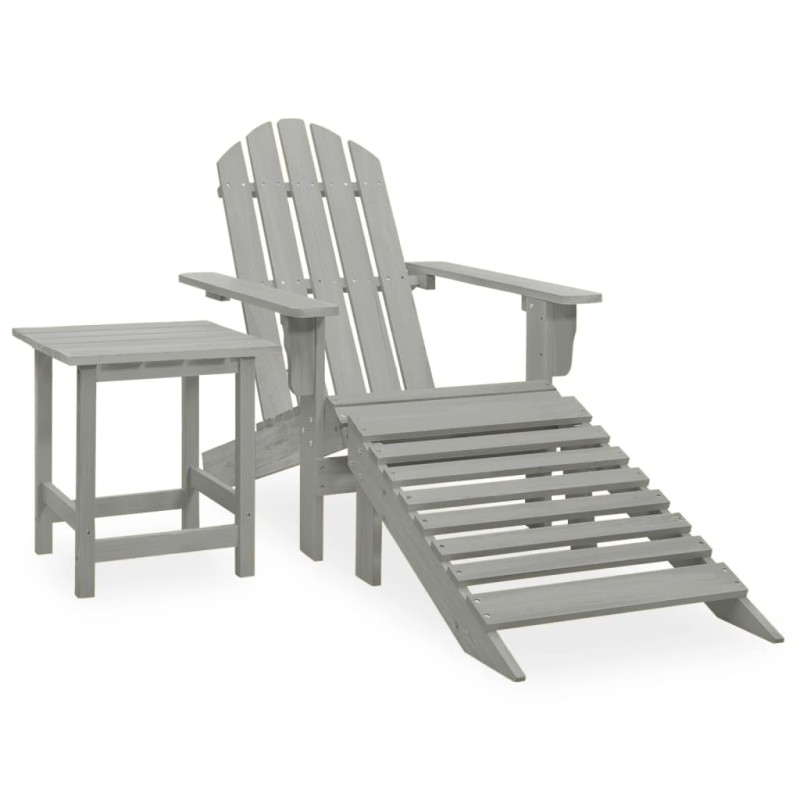 vidaXL Silla con otomana y mesa jardín Adirondack macizo abeto gris vidaXL Silla con otomana y mesa jardín Adirondack macizo abeto gris