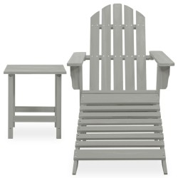 vidaXL Silla con otomana y mesa jardín Adirondack macizo abeto gris