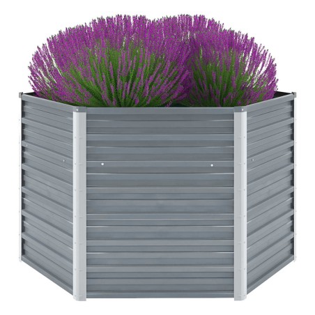 vidaXL Arriate de jardín de acero galvanizado gris 129x129x77 cm