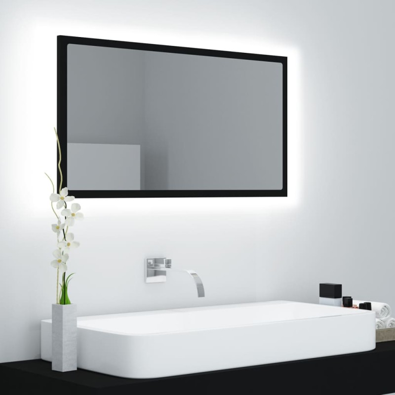 vidaXL Espejo baño LED negro acrílico 80x8,5x37 cm vidaXL Espejo baño LED negro acrílico 80x8,5x37 cm
