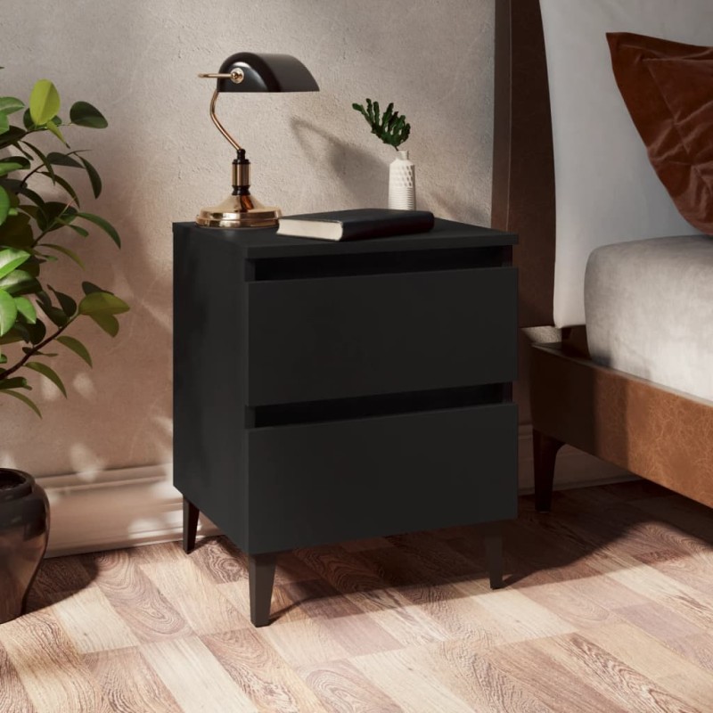 vidaXL Mesitas de noche 2 uds madera contrachapada negro 40x35x50 cm vidaXL Mesitas de noche 2 uds madera contrachapada negro 40x35x50 cm