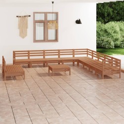 vidaXL Juego muebles de jardín 12 pzas madera maciza pino marrón miel