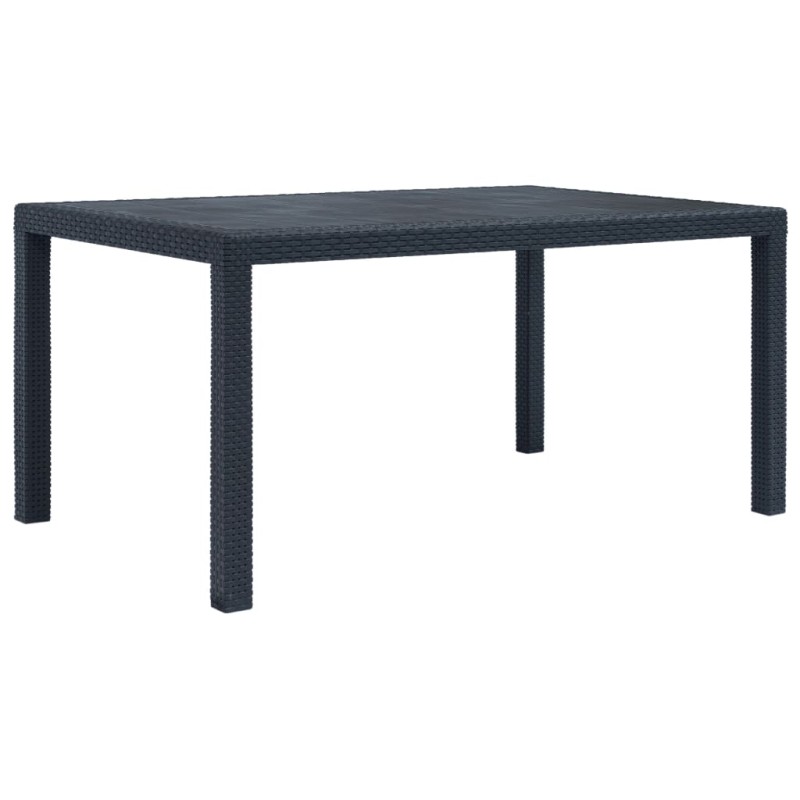vidaXL Mesa de jardín de plástico aspecto ratán gris 150x90x72 cm vidaXL Mesa de jardín de plástico aspecto ratán gris 150x90x72 cm