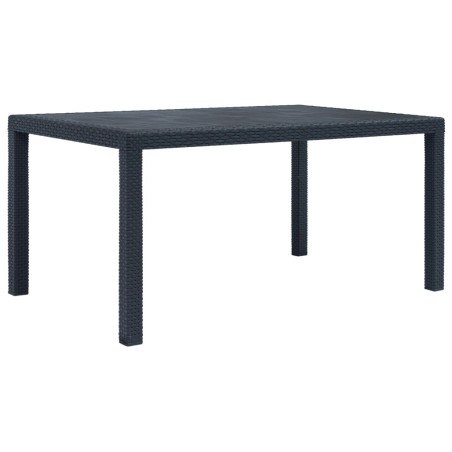 vidaXL Mesa de jardín de plástico aspecto ratán gris 150x90x72 cm 